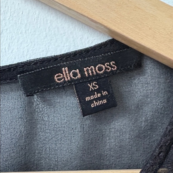Ella Moss longsleeve blouse top shirt silk embroidered sheer black size XS - Picture 10 of 11